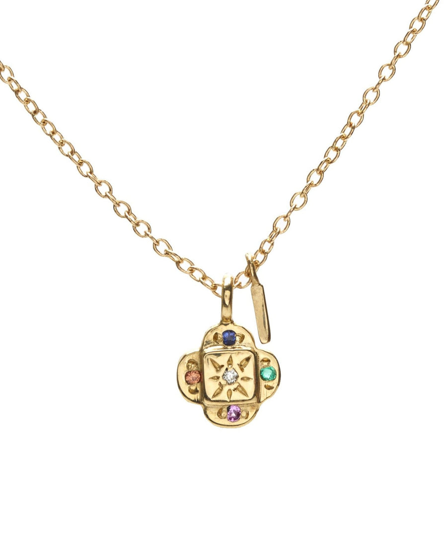 Scosha-Endless Knot Necklace-Necklaces-10k Yellow Gold, Diamond, Blue Sapphire, Peach Sapphire, Pink Sapphire, Emerald-Blue Ruby Jewellery-Vancouver Canada