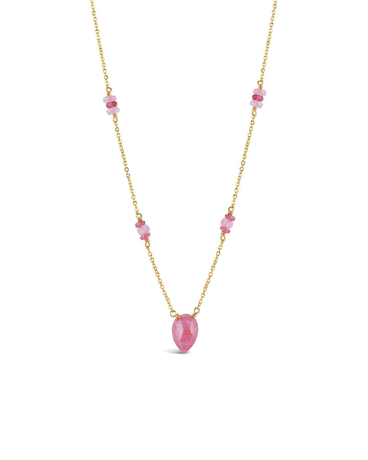 Poppy Rose Eva Necklace 14k Gold Filled, Blue Kyanite Blue Ruby