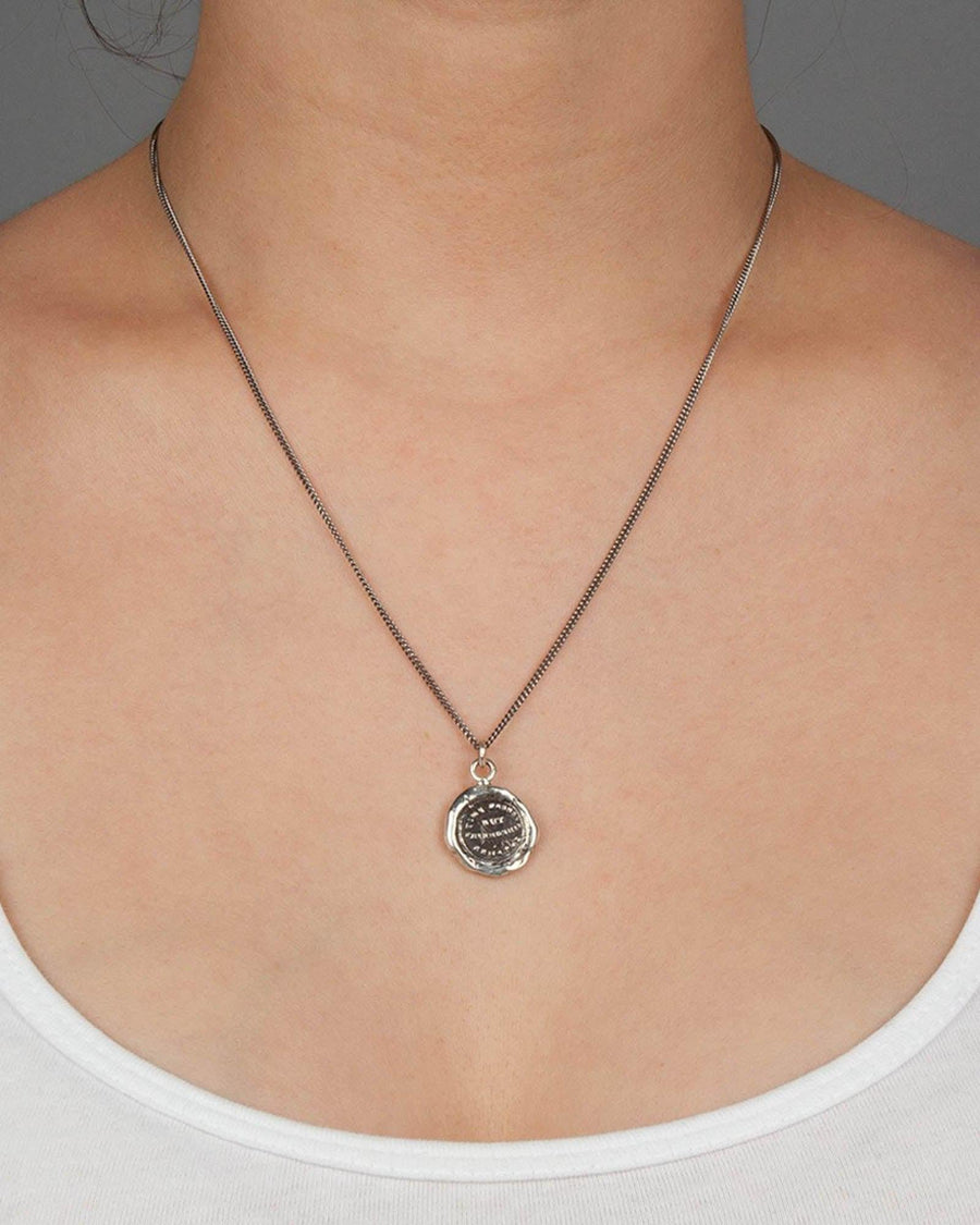 Pyrrha-Everlasting Friendship Talisman-Necklaces-Oxidized Sterling Silver-Blue Ruby Jewellery-Vancouver Canada