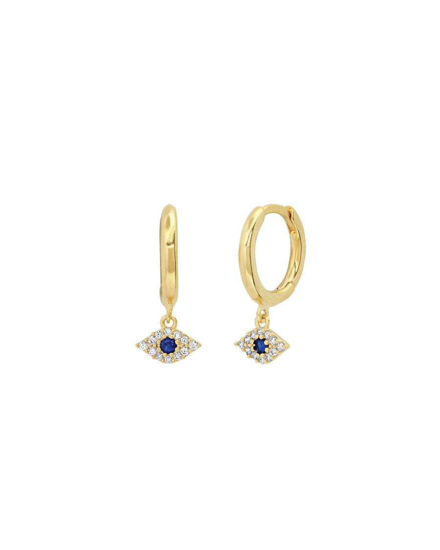 Tai-Evil Eye Charm Huggies I 12mm-Earrings-Gold Plated-Blue Ruby Jewellery-Vancouver Canada