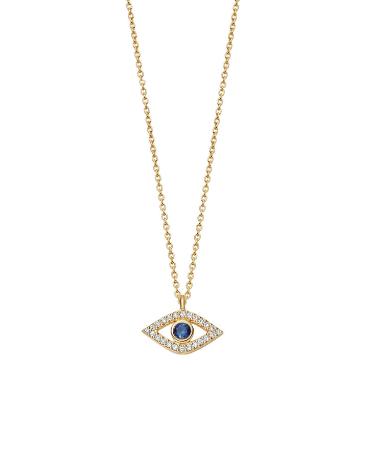Quiet Icon-Evil Eye CZ Necklace-Necklaces-14k Gold Vermeil, White Cubic Zirconia. Blue Cubic Zirconia-Blue Ruby Jewellery-Vancouver Canada