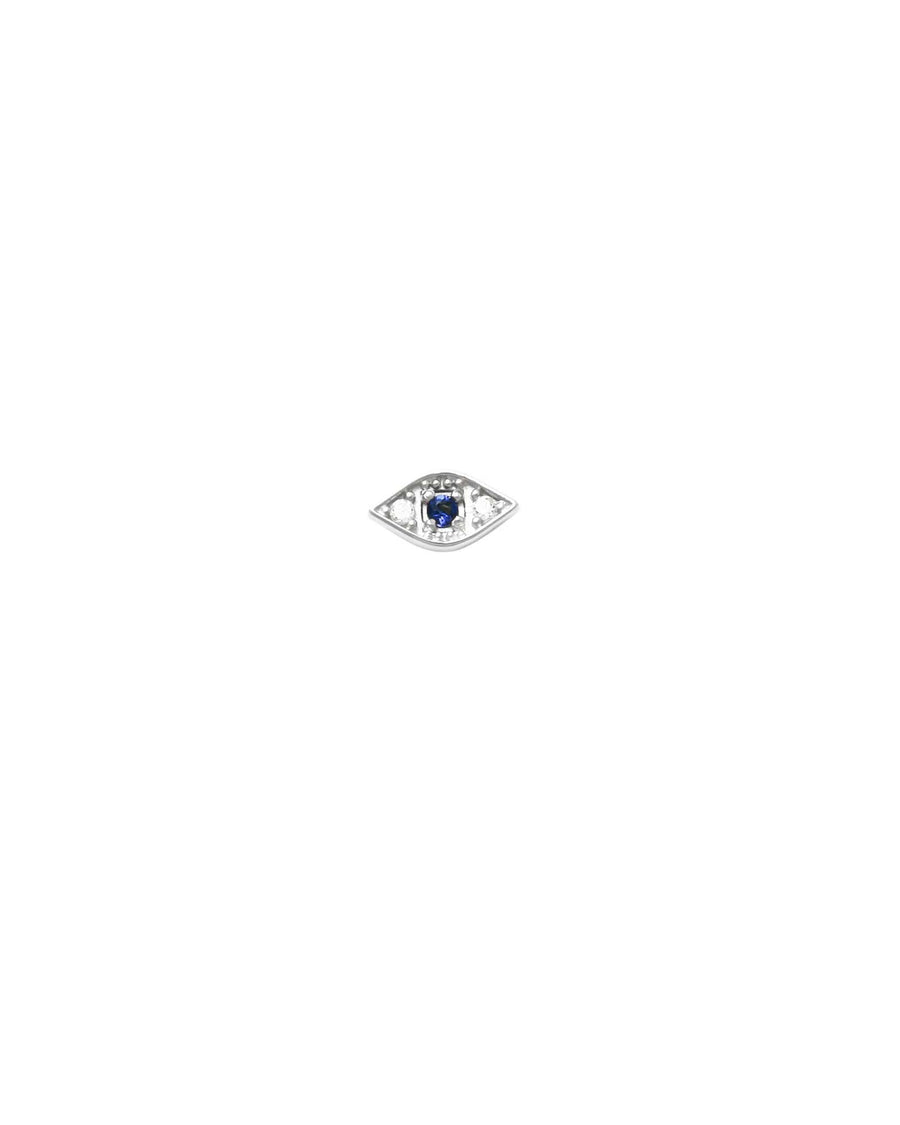 Valley of the Fine-Evil Eye CZ Stud I Blue-Earrings-10k White Gold, Cubic Zirconia-Blue Ruby Jewellery-Vancouver Canada