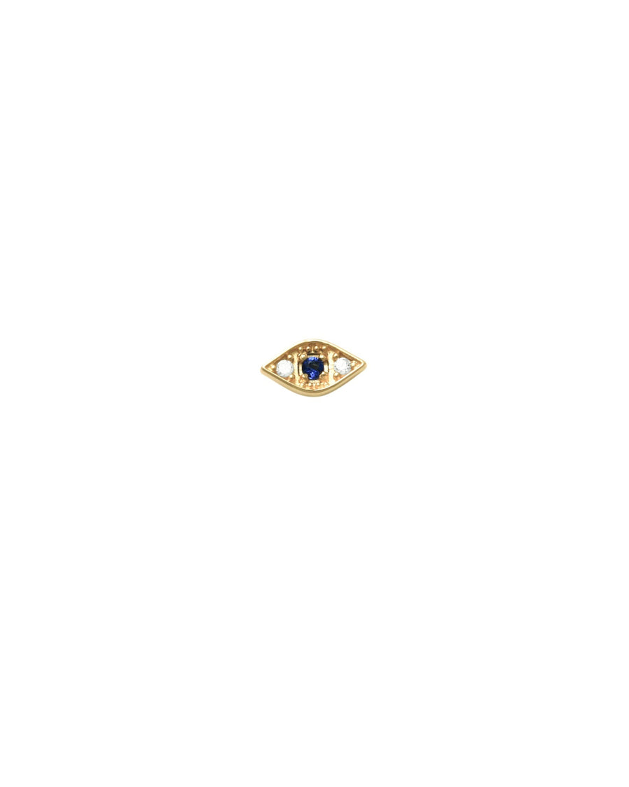 Valley of the Fine-Evil Eye CZ Stud I Blue-Earrings-10k Yellow Gold, Blue Sapphire Cubic Zirconia-Blue Ruby Jewellery-Vancouver Canada