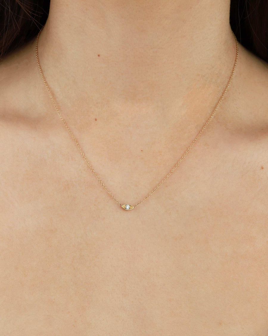 Zoe Chicco-Evil Eye Diamond Necklace-Necklaces-14k Yellow Gold, Diamond-Blue Ruby Jewellery-Vancouver Canada