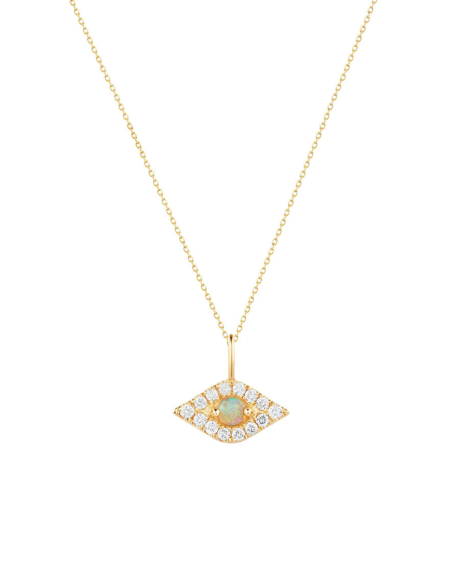 Quiet Icon-Evil Eye Opal + CZ Necklace-Necklaces-14k Gold Vermeil, Cubic Zirconia-Blue Ruby Jewellery-Vancouver Canada