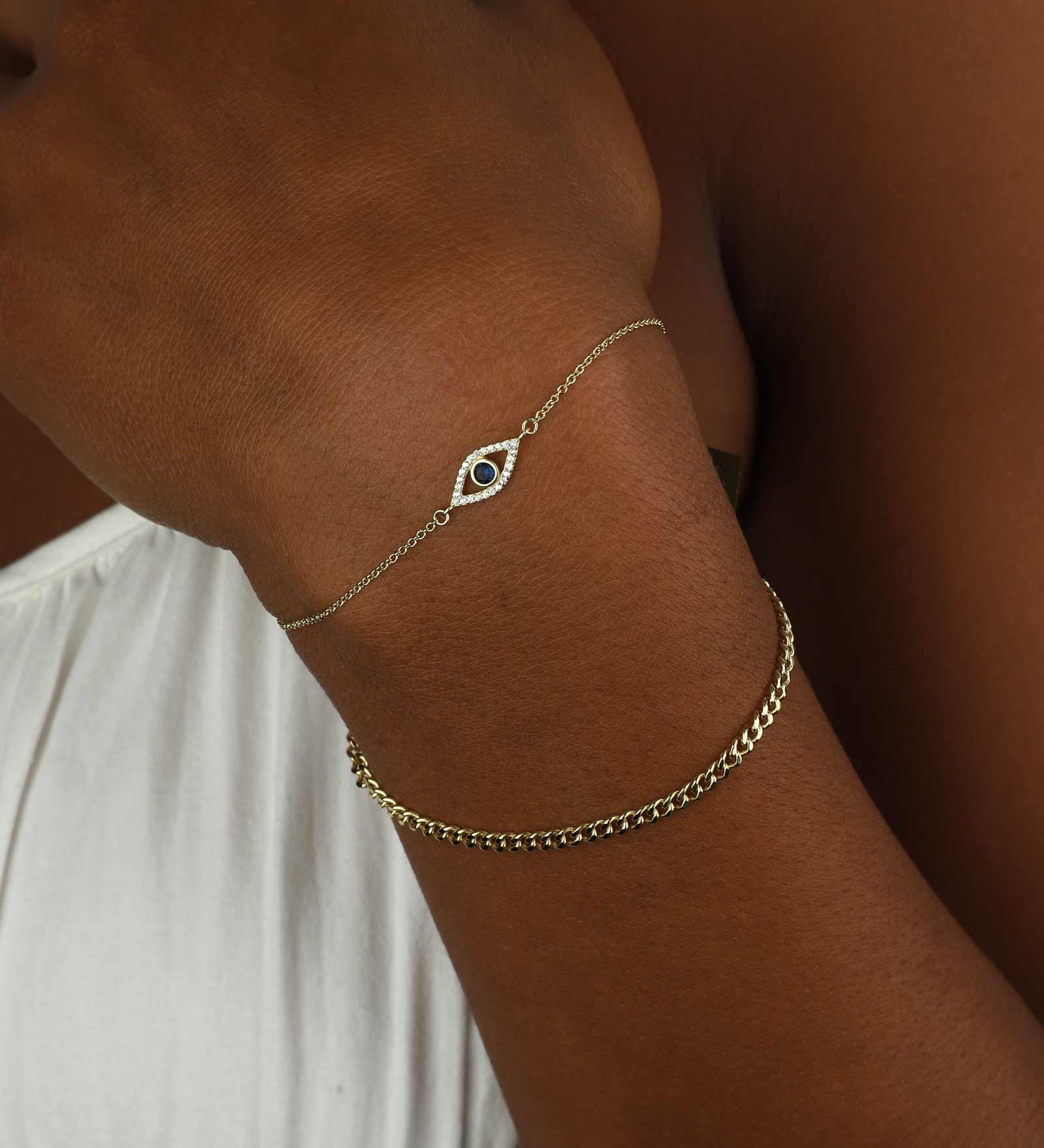 Quiet Icon-Evil Eye Open CZ Bracelet-Bracelets-14k Gold Vermeil, Cubic Zirconia-Blue Ruby Jewellery-Vancouver Canada