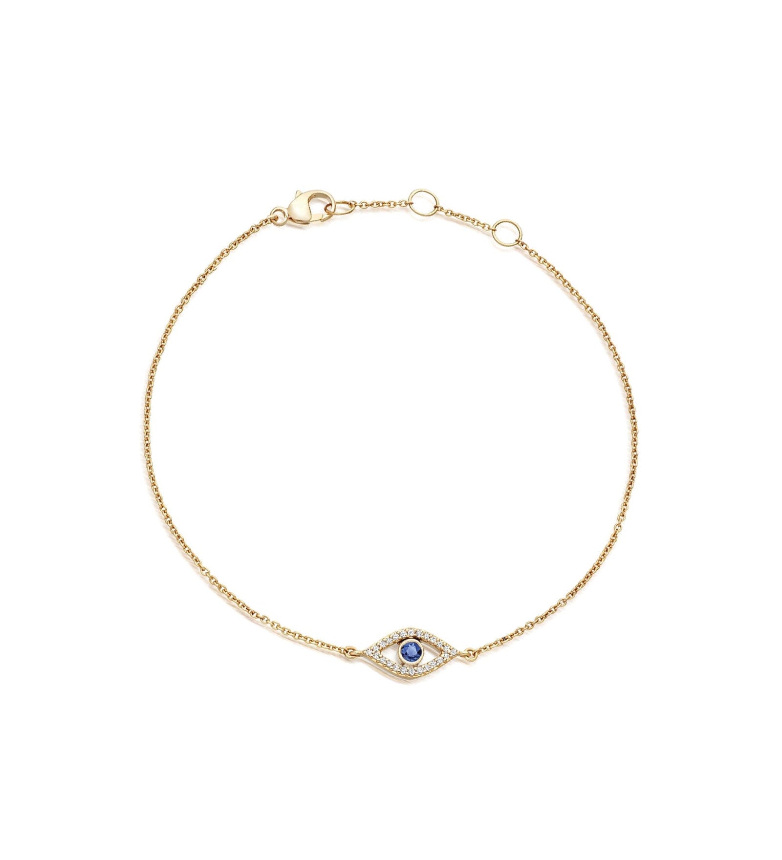 Quiet Icon-Evil Eye Open CZ Bracelet-Bracelets-14k Gold Vermeil, Cubic Zirconia-Blue Ruby Jewellery-Vancouver Canada