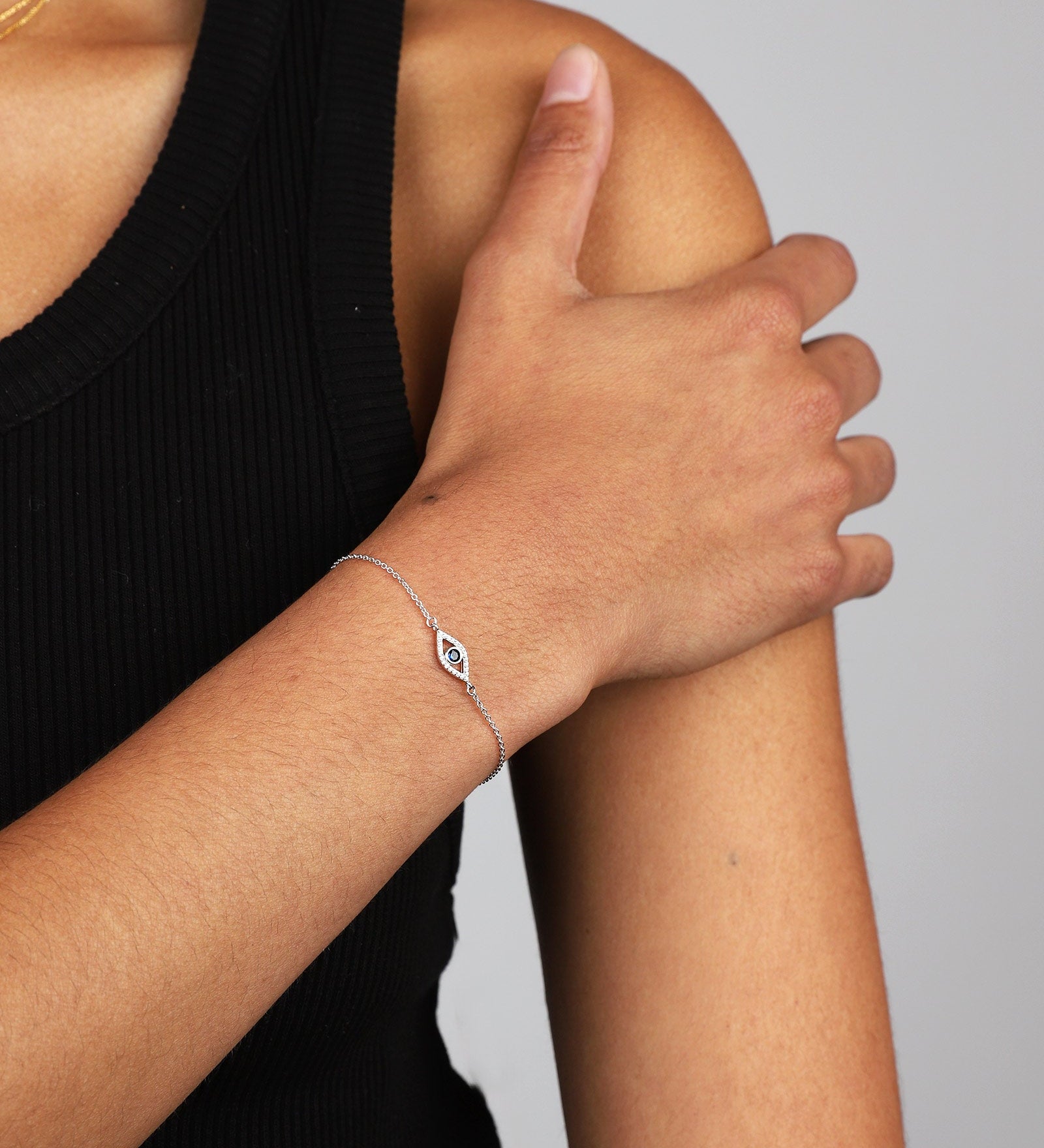 Quiet Icon-Evil Eye Open CZ Bracelet-Bracelets-Sterling Silver, Cubic Zirconia-Blue Ruby Jewellery-Vancouver Canada