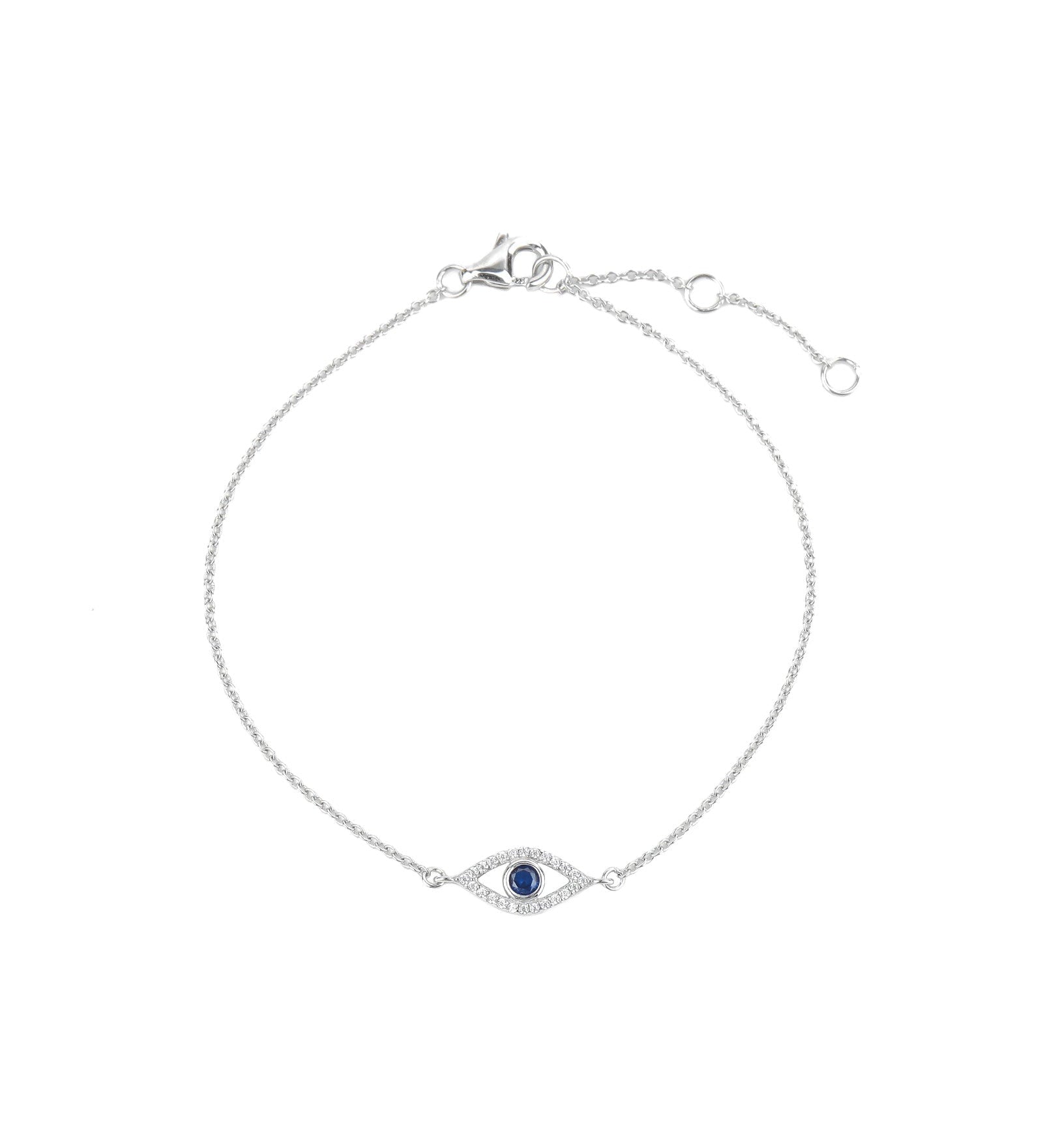 Quiet Icon-Evil Eye Open CZ Bracelet-Bracelets-Sterling Silver, Cubic Zirconia-Blue Ruby Jewellery-Vancouver Canada