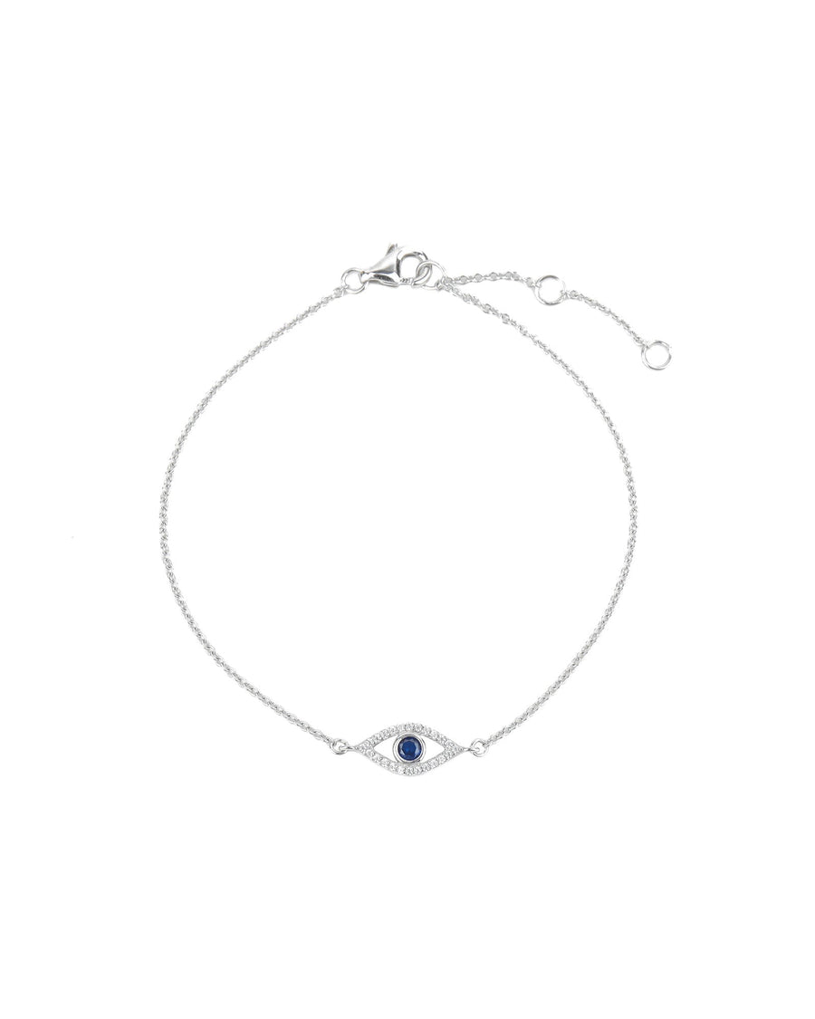 Quiet Icon-Evil Eye Open CZ Bracelet-Bracelets-Sterling Silver, Cubic Zirconia-Blue Ruby Jewellery-Vancouver Canada