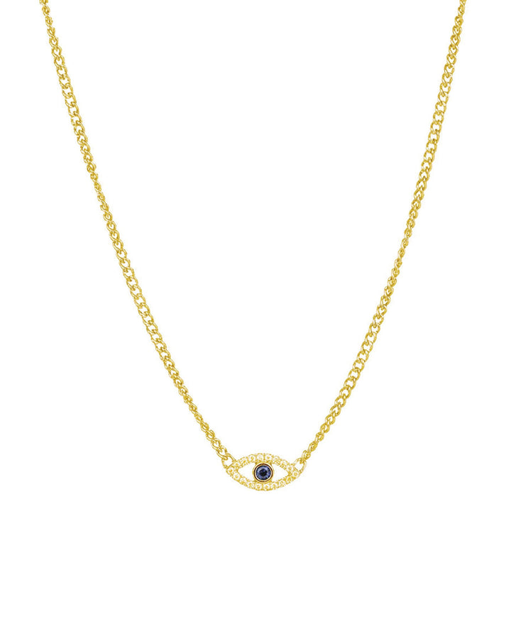 Quiet Icon-Evil Eye Pave Curb Necklace-Necklaces-14k Gold Vermeil, Cubic Zirconia-Blue Ruby Jewellery-Vancouver Canada