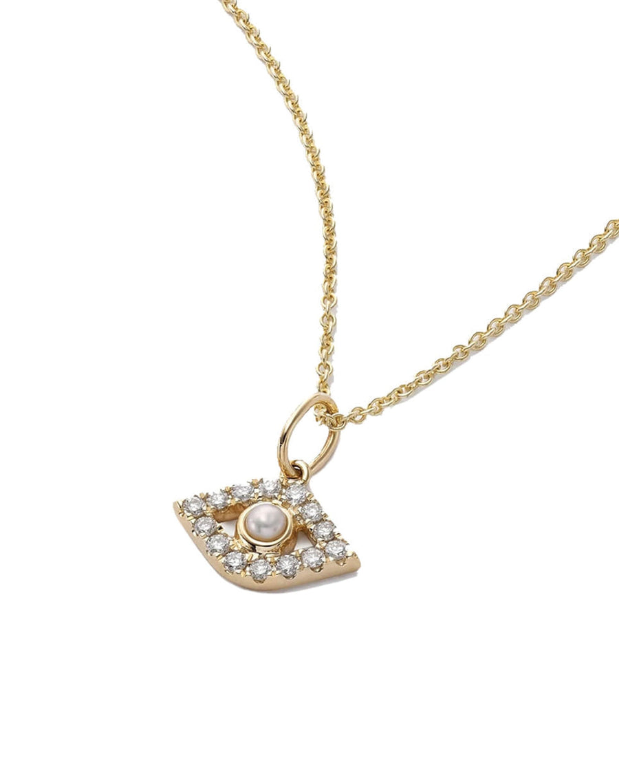 Quiet Icon-Evil Eye Pearl + CZ Necklace-Necklaces-14k Gold Vermeil, Cubic Zirconia-Blue Ruby Jewellery-Vancouver Canada