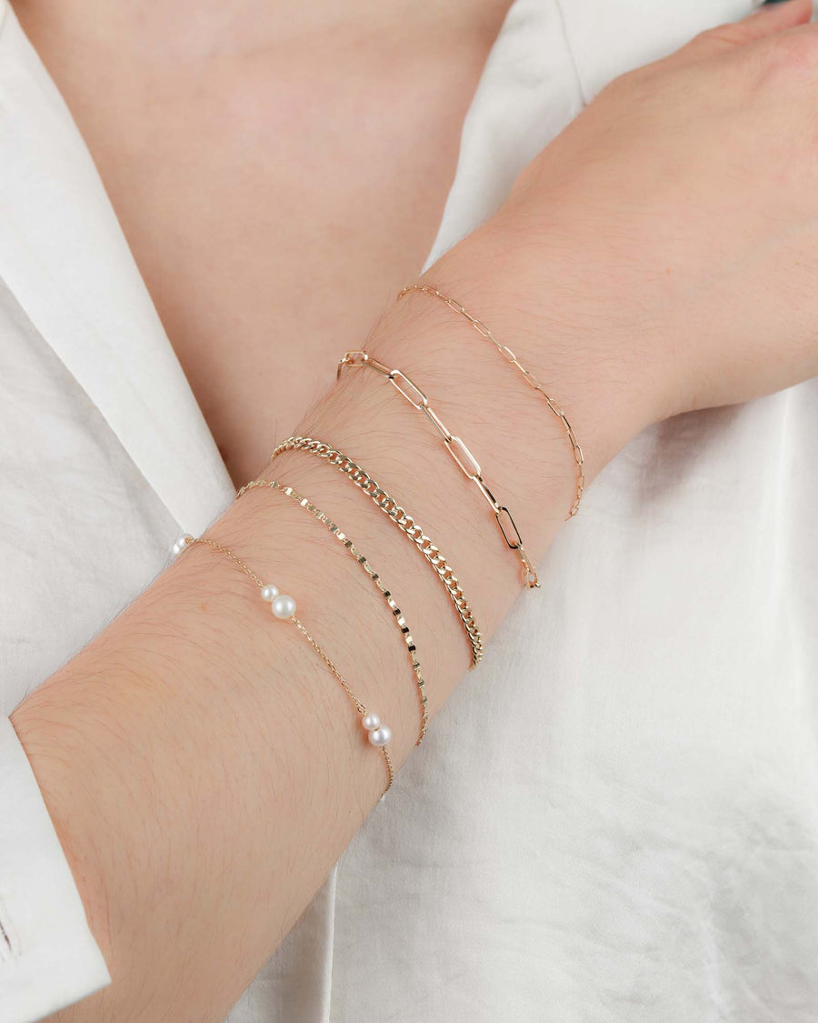 Extra Small Paperclip Chain Bracelet 14k Yellow Gold