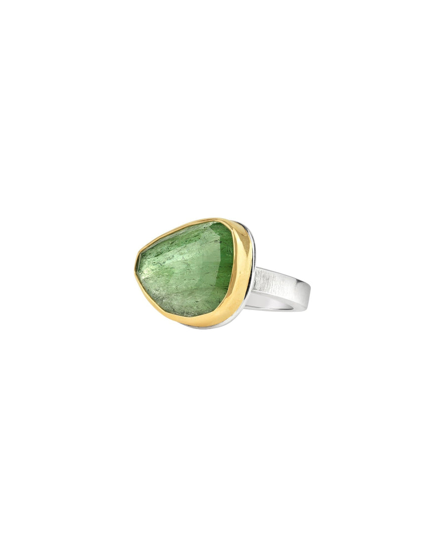 Jamie Joseph-Faceted Green Tourmaline Ring-Rings-14k Yellow Gold, Sterling Silver, Green Tourmaline-7-Blue Ruby Jewellery-Vancouver Canada