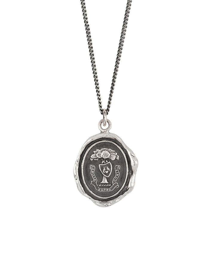 Pyrrha-Family Above All Talisman-Necklaces-Oxidized Sterling Silver-Blue Ruby Jewellery-Vancouver Canada
