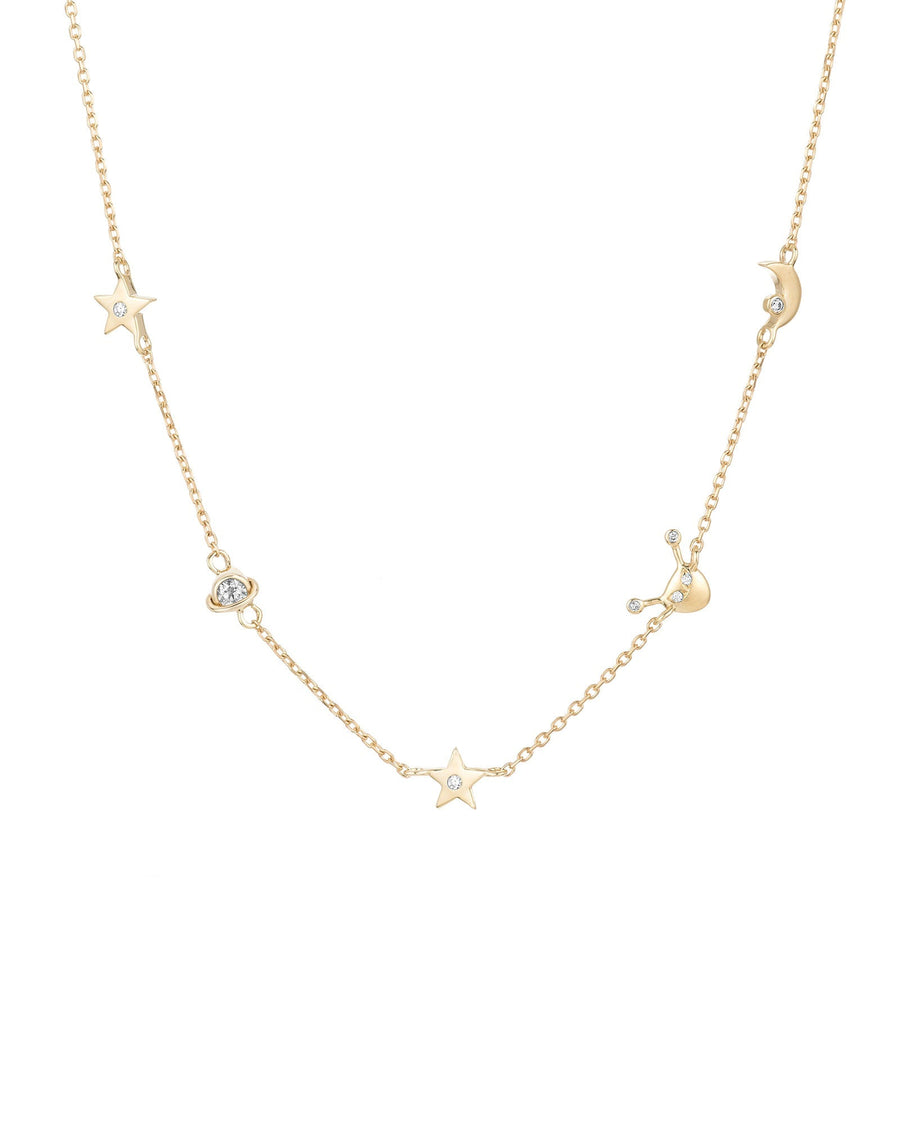 Adina Reyter-Far Out Diamond Galaxy Station Necklace-Necklaces-14k Yellow Gold-Blue Ruby Jewellery-Vancouver Canada