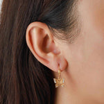 La Vie Parisienne-Filigree Butterfly Hooks-Earrings-14k Gold Plated, White Crystal-Blue Ruby Jewellery-Vancouver Canada