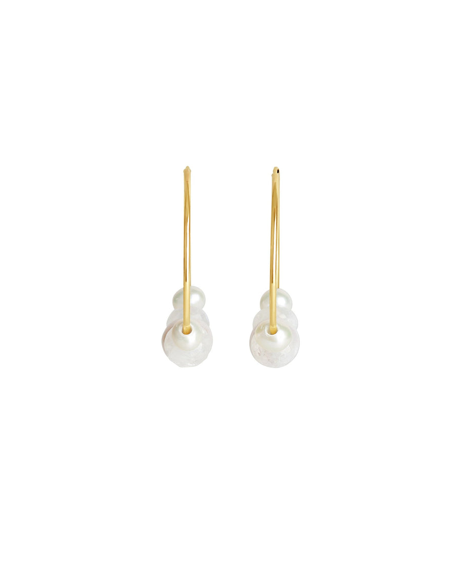 Poppy Rose-Five Floating Pearl + Stone Hoops I 35mm-Earrings-14k Gold-fill, White Pearl, Moonstone-Blue Ruby Jewellery-Vancouver Canada