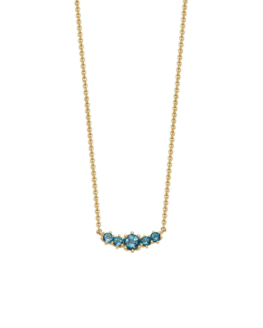 Quiet Icon-Five Graduated CZ Necklace-Necklaces-14k Gold Vermeil, Blue Cubic Zirconia-Blue Ruby Jewellery-Vancouver Canada