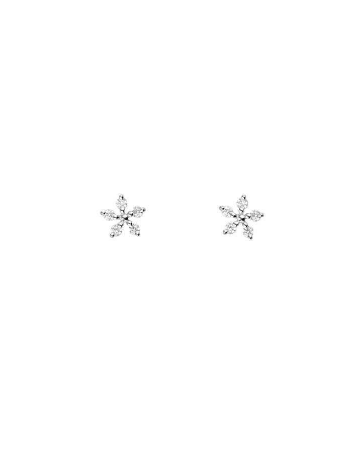 Tashi-Five Petal CZ Flower Studs-Earrings-Sterling Silver, Cubic Zirconia-Blue Ruby Jewellery-Vancouver Canada