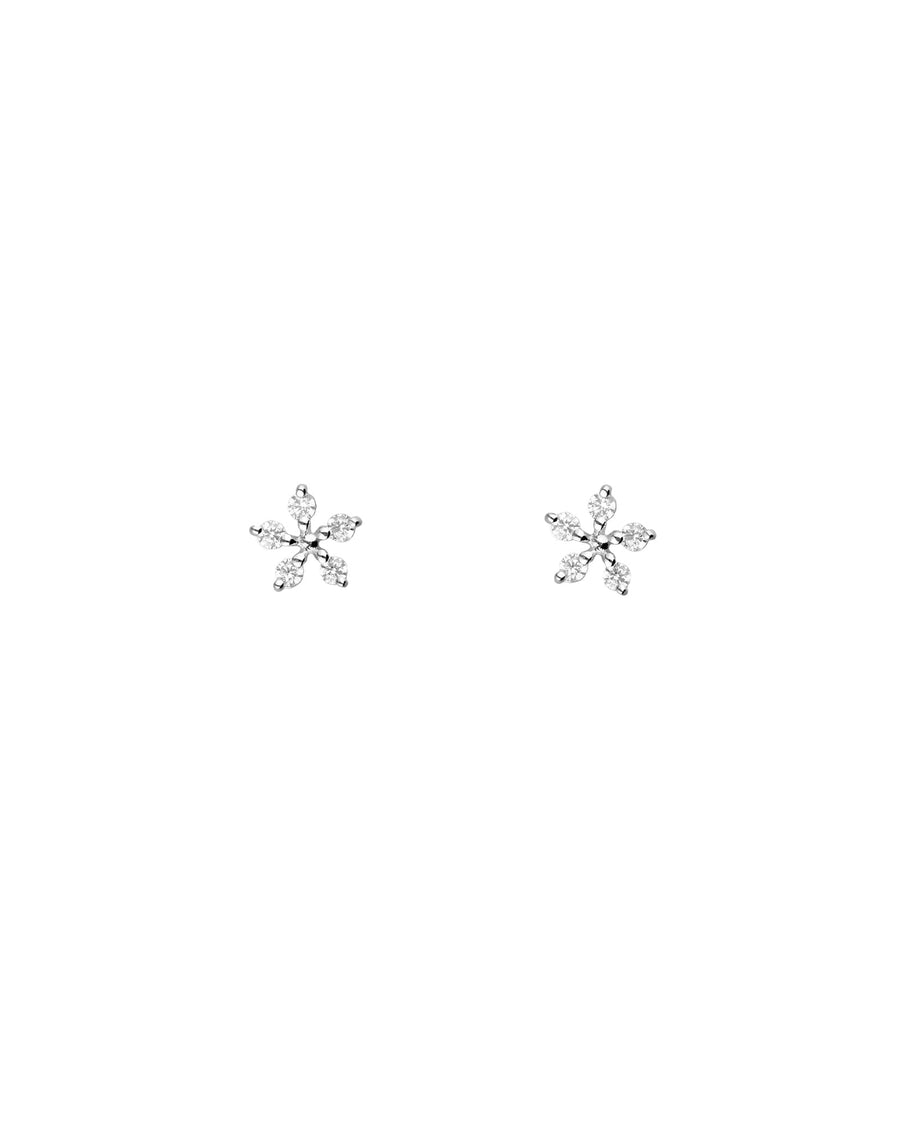 Tashi-Five Petal CZ Flower Studs-Earrings-Sterling Silver, Cubic Zirconia-Blue Ruby Jewellery-Vancouver Canada
