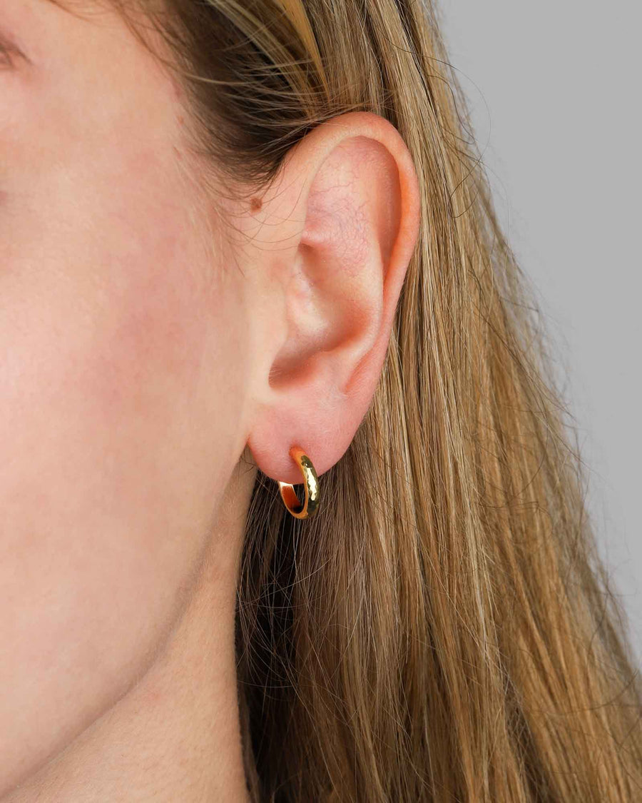 Tashi-Flat Hammered Hoops | 12mm-Earrings-14k Gold Vermeil-Blue Ruby Jewellery-Vancouver Canada