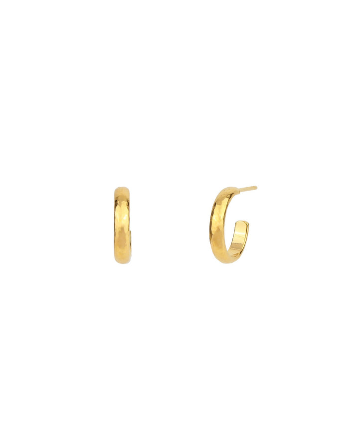 Tashi-Flat Hammered Hoops | 12mm-Earrings-14k Gold Vermeil-Blue Ruby Jewellery-Vancouver Canada
