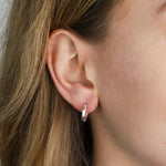 Tashi-Flat Hammered Hoops | 12mm-Earrings-Sterling Silver-Blue Ruby Jewellery-Vancouver Canada