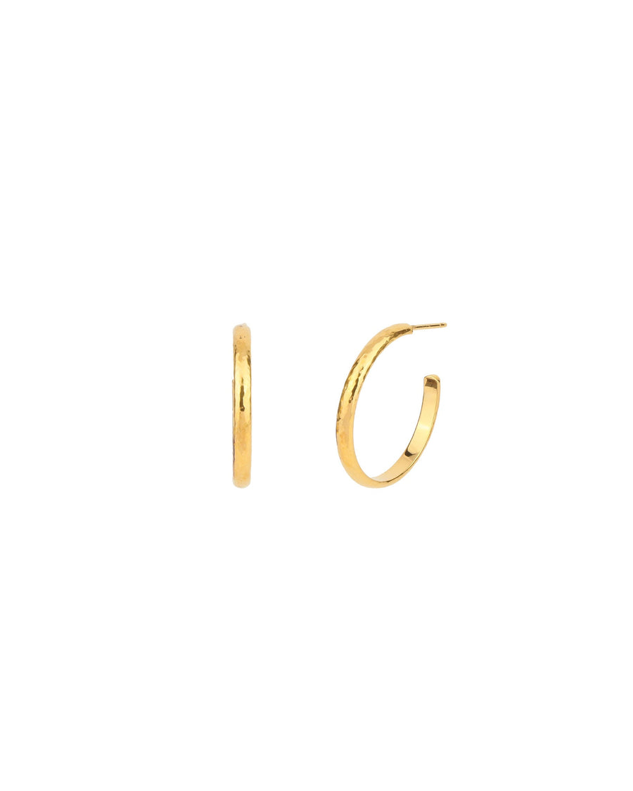 Tashi-Flat Hammered Hoops | 22mm-Earrings-14k Gold Vermeil-Blue Ruby Jewellery-Vancouver Canada