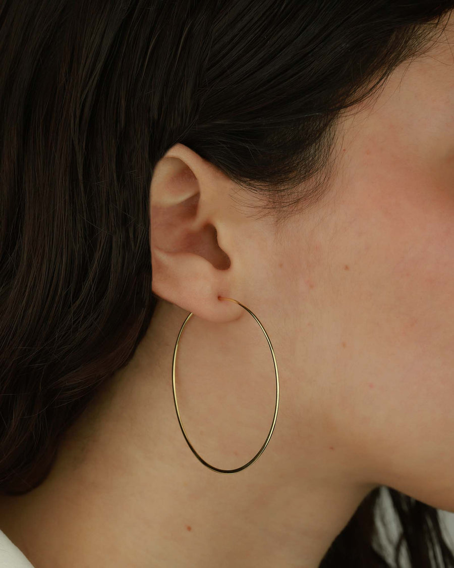 Tashi-Flat Hoops I 35mm-Earrings-14k Gold Vermeil-Blue Ruby Jewellery-Vancouver Canada