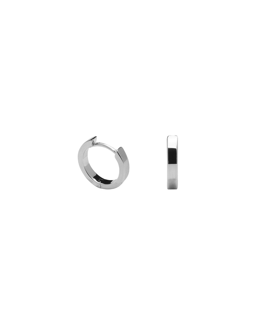 Quiet Icon-Flat Huggie I 10mm-Earrings-Rhodium Plated Sterling Silver-Blue Ruby Jewellery-Vancouver Canada