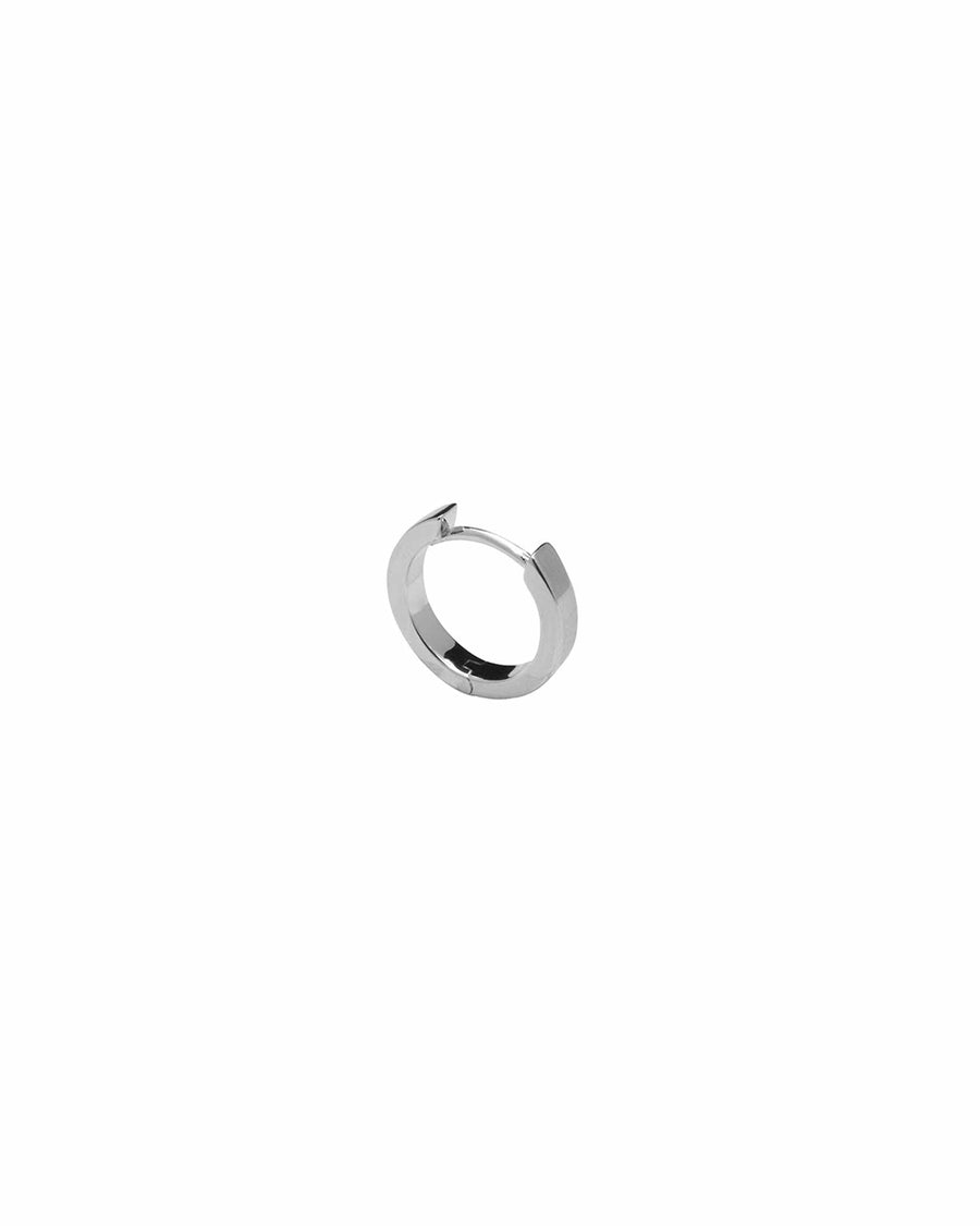 Quiet Icon-Flat Huggie I 10mm-Earrings-Rhodium Plated Sterling Silver-Blue Ruby Jewellery-Vancouver Canada