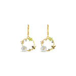 La Vie Parisienne-Flower Bee Wreath Hooks-Earrings-14k Gold Plated-Blue Ruby Jewellery-Vancouver Canada