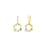 La Vie Parisienne-Flower Bee Wreath Hooks-Earrings-14k Gold Plated-Blue Ruby Jewellery-Vancouver Canada