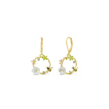 La Vie Parisienne-Flower Bee Wreath Hooks-Earrings-14k Gold Plated-Blue Ruby Jewellery-Vancouver Canada