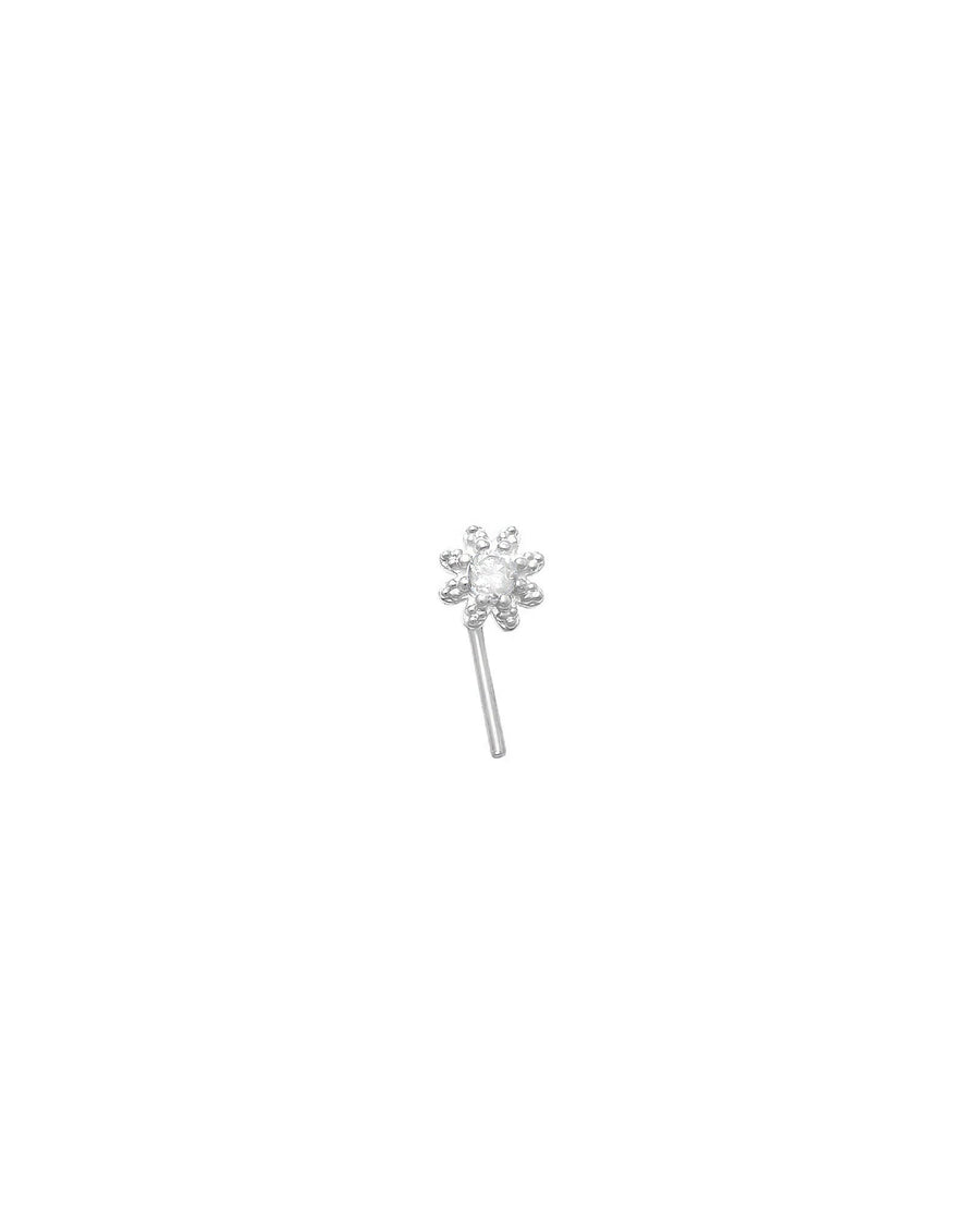 Valley of the Fine-Flower CZ Curved Nose Stud-Body Jewellery-10k White Gold, Cubic Zirconia-Blue Ruby Jewellery-Vancouver Canada