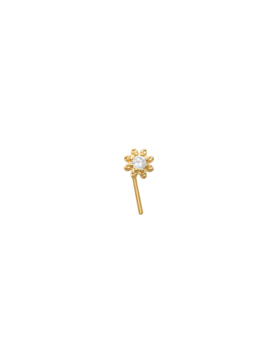 Valley of the Fine-Flower CZ Curved Nose Stud-Body Jewellery-10k Yellow Gold, Cubic Zirconia-Blue Ruby Jewellery-Vancouver Canada