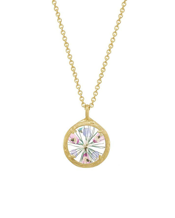 Catherine Weitzman-Flower Mandala Necklace I Mini-Necklaces-18k Gold Vermeil, Love-Blue Ruby Jewellery-Vancouver Canada