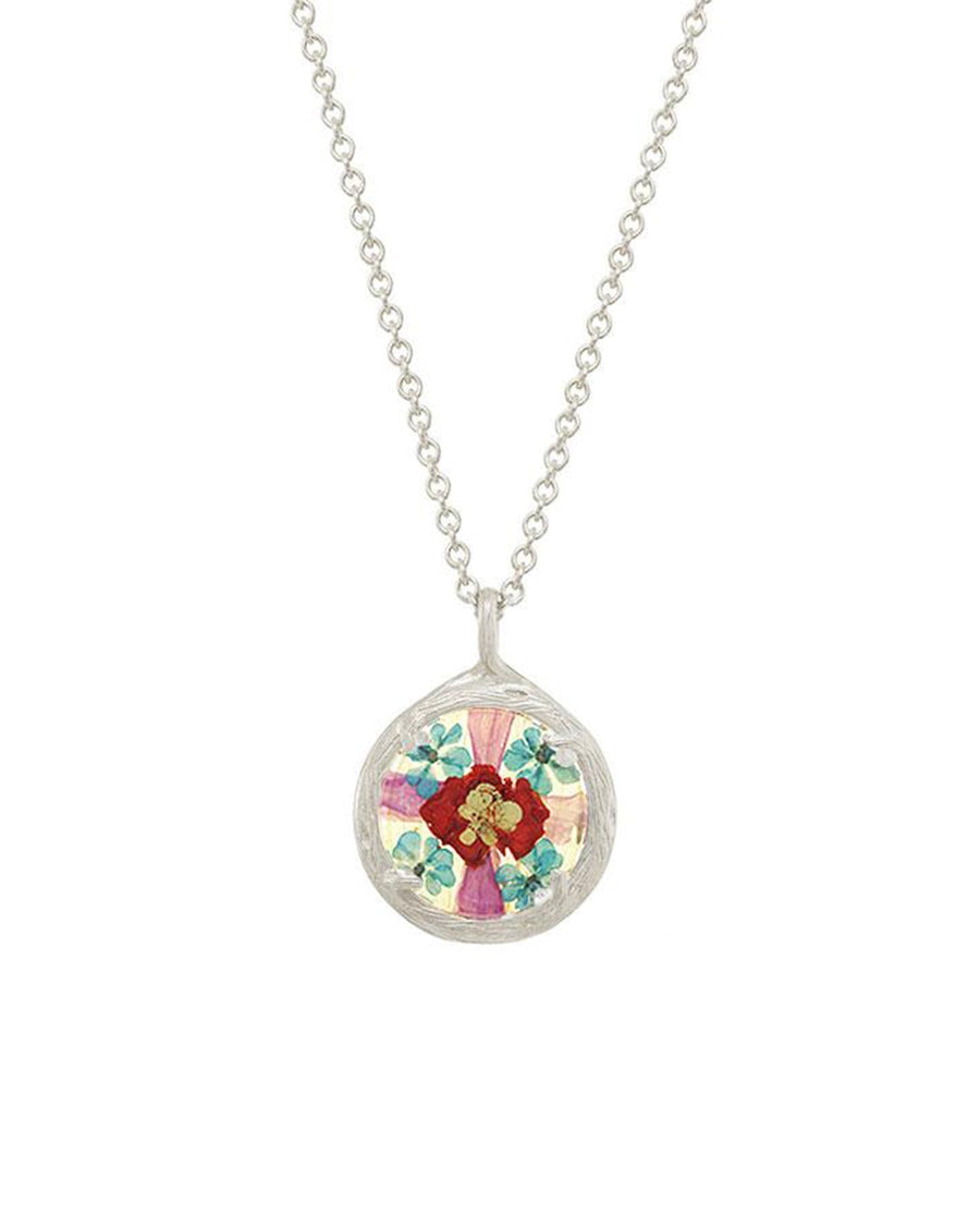 Catherine Weitzman-Flower Mandala Necklace I Mini-Necklaces-Sterling Silver, Bliss-Blue Ruby Jewellery-Vancouver Canada