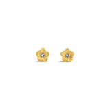 La Vie Parisienne-Flower Studs-Earrings-14k Gold Plated, White Crystal-Blue Ruby Jewellery-Vancouver Canada