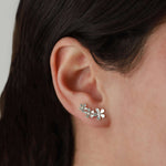 Tashi-Forget Me Not Climbers-Earrings-Brushed Sterling Silver-Blue Ruby Jewellery-Vancouver Canada