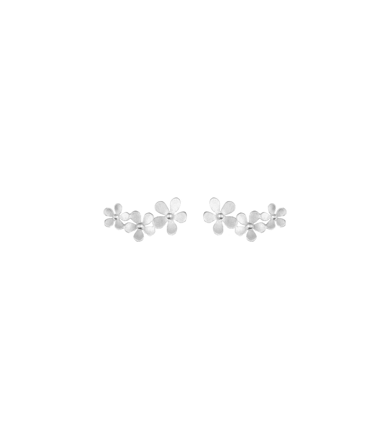 Tashi-Forget Me Not Ear Climbers-Earrings-Brushed Sterling Silver-Blue Ruby Jewellery-Vancouver Canada