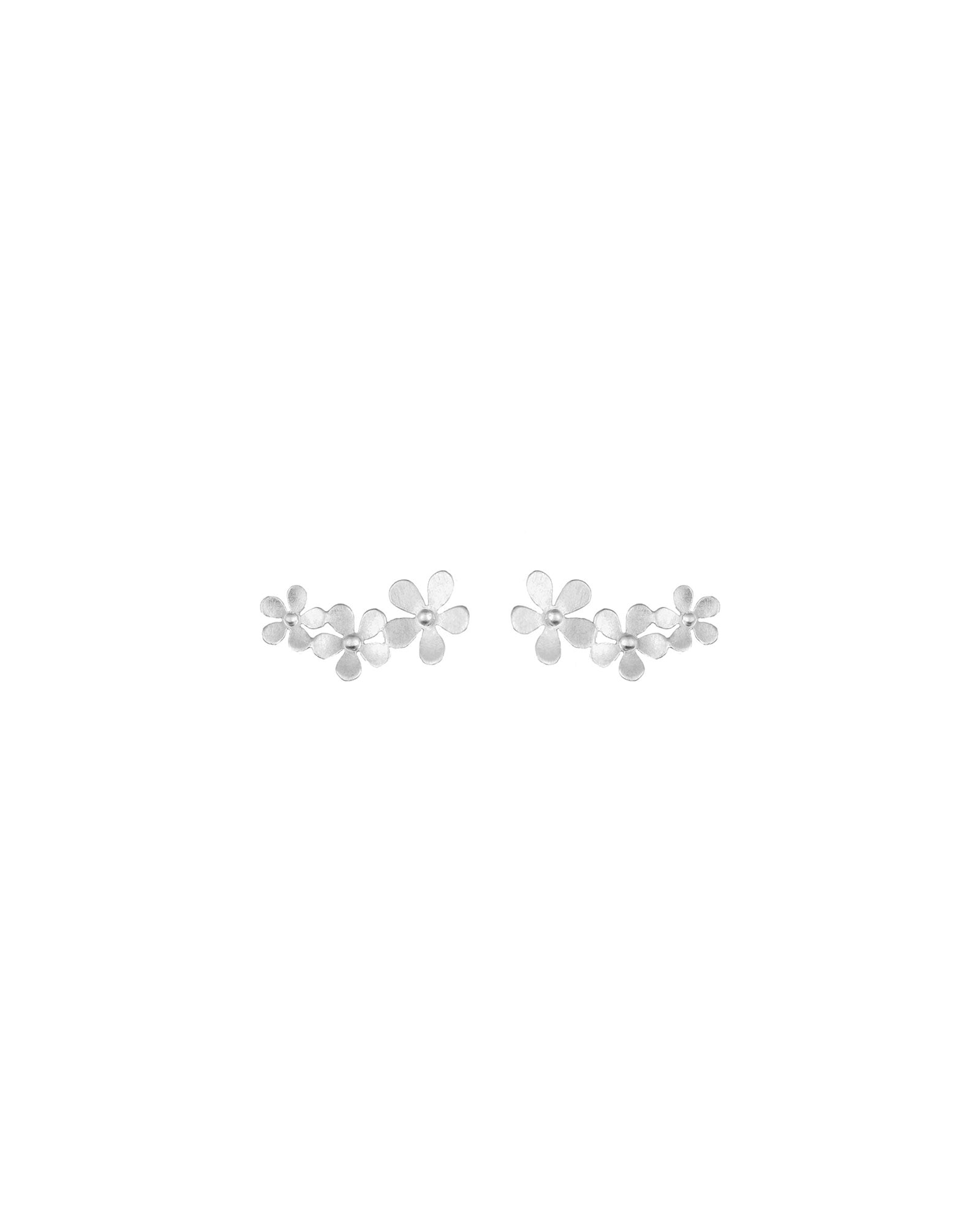 Tashi-Forget Me Not Ear Climbers-Earrings-Brushed Sterling Silver-Blue Ruby Jewellery-Vancouver Canada