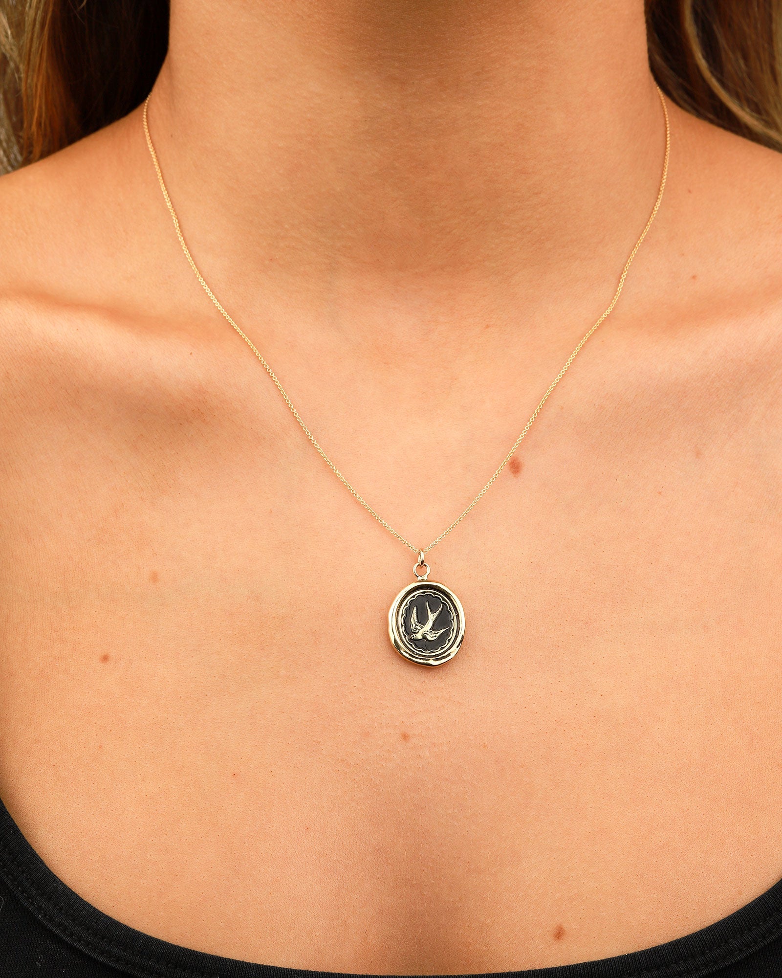 Pyrrha-Free Spirited Signature 14k Talisman-Necklaces-14k Yellow Gold-Blue Ruby Jewellery-Vancouver Canada