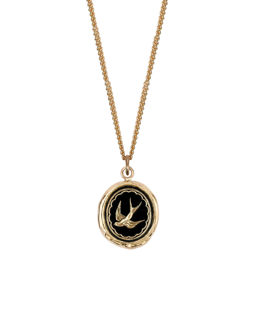 Pyrrha-Free Spirited Signature 14k Talisman-Necklaces-14k Yellow Gold-Blue Ruby Jewellery-Vancouver Canada