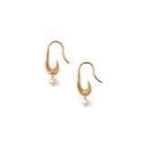 Chan Luu-Gala Mini Pearl Crescent Earrings-Earrings-18k Gold Vermeil, White Pearl-Blue Ruby Jewellery-Vancouver Canada