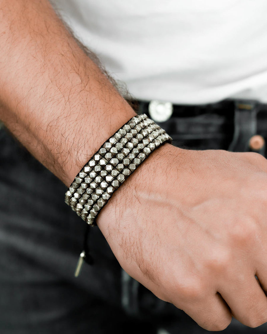 Kolton Babych-Gauntlet Bracelet-Black-Bracelets-Oxidized Sterling Silver, Black-Blue Ruby Jewellery-Vancouver Canada