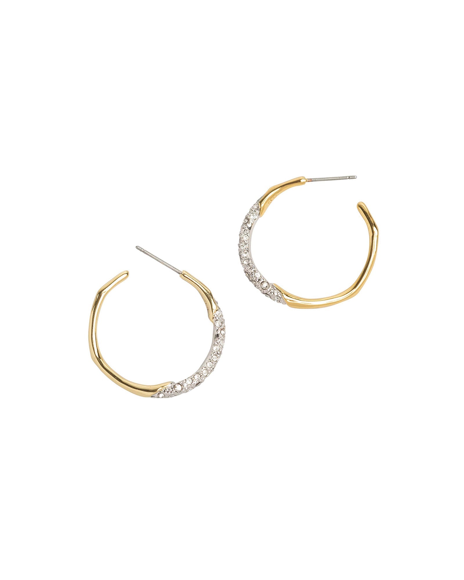 Alexis Bittar-Gold Crystal Pave Hoops-Earrings-14k Gold Plated, Crystal-Blue Ruby Jewellery-Vancouver Canada