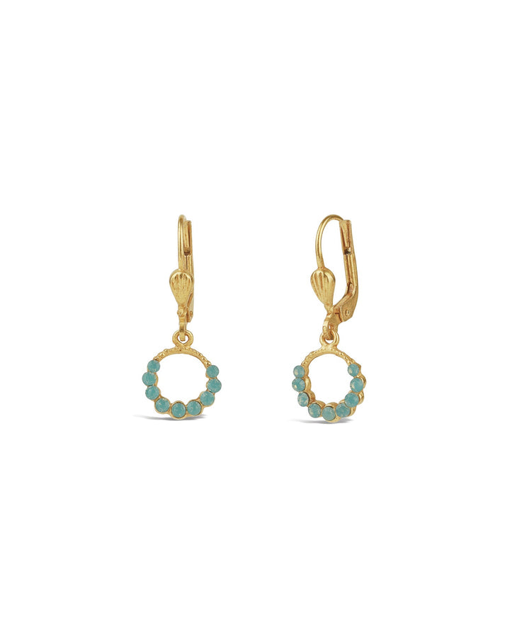 La Vie Parisienne-Gradient Crystal Ring Hooks | 10mm-Earrings-14k Gold Plated, Pacific Opal Crystal-Blue Ruby Jewellery-Vancouver Canada