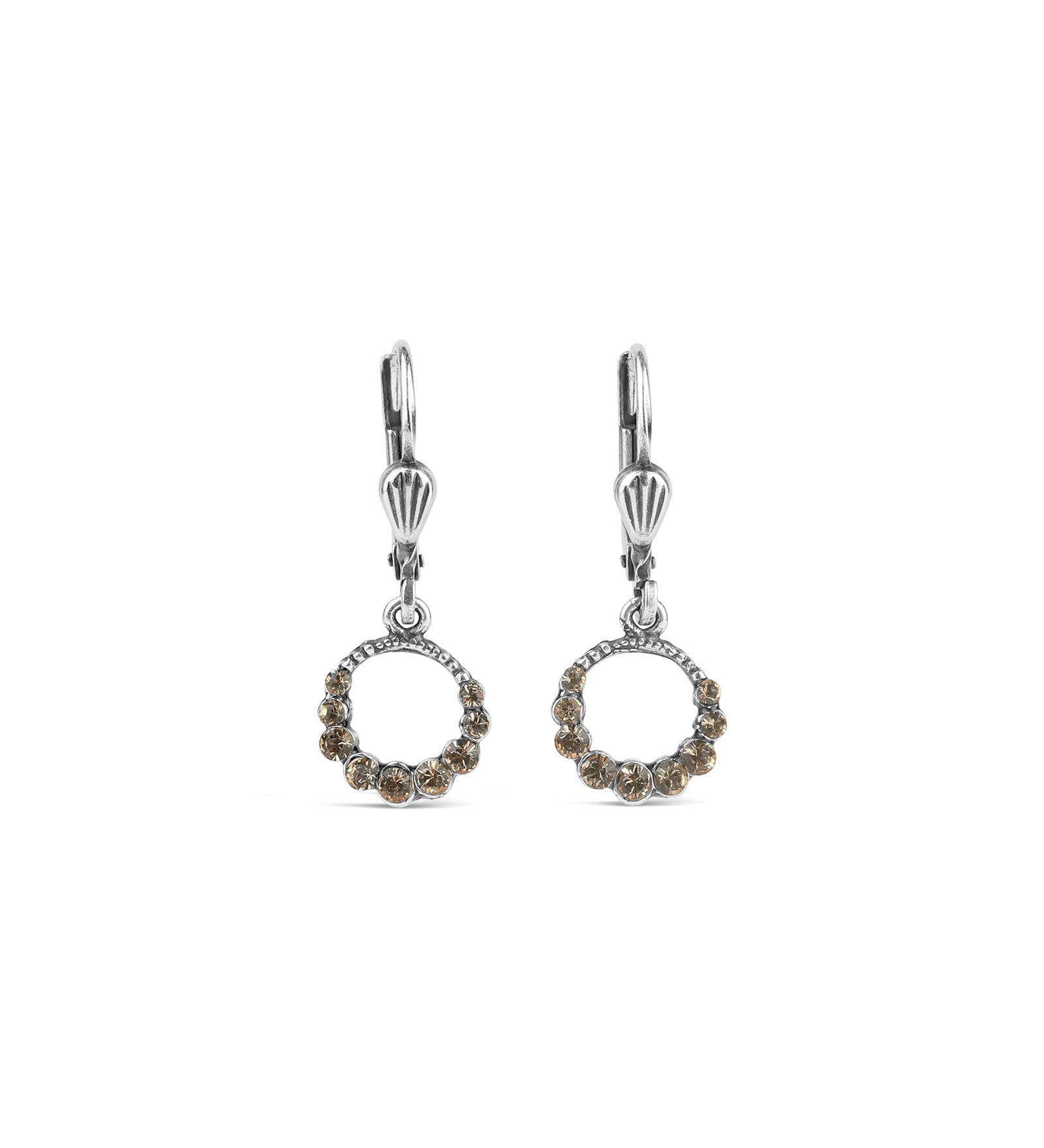 La Vie Parisienne-Gradient Crystal Ring Hooks | 10mm-Earrings-Sterling Silver Plated, Light Colorado Topaz Crystal-Blue Ruby Jewellery-Vancouver Canada